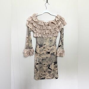 Casadei Beige and Black Long Sleeve Dress
